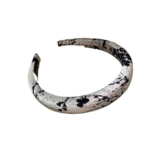 Satin Samt Bedrucktes Retro Stirnband for Damen Stylisches Haar Accessoire(Grayblack2CM) von HUFFA