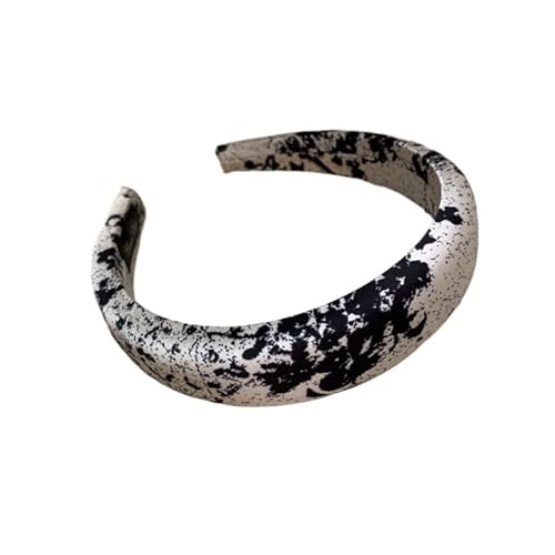 Satin Samt Bedrucktes Retro Stirnband for Damen Stylisches Haar Accessoire(Grayblack3CM) von HUFFA