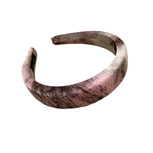 Satin Samt Bedrucktes Retro Stirnband for Damen Stylisches Haar Accessoire(Pink3CM) von HUFFA