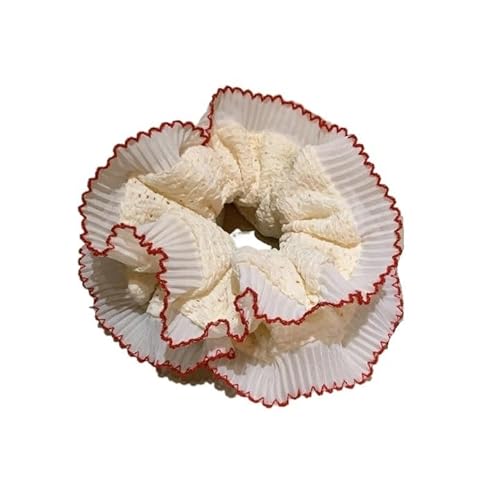 Spitzen-Dickdarm-Haarring, doppeltes Spitzen-Haarseil for alle Haartypen, vielseitiges Haar-Accessoire(Rot) von HUFFA