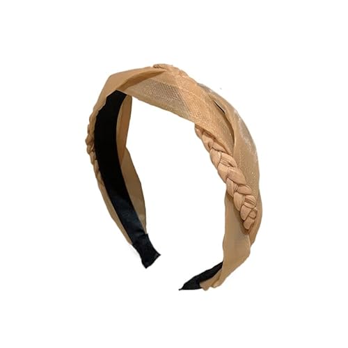 Stilvoller geflochtener Haarreif aus Netzstoff – Eleganter Haarschmuck for Damen(Khaki) von HUFFA