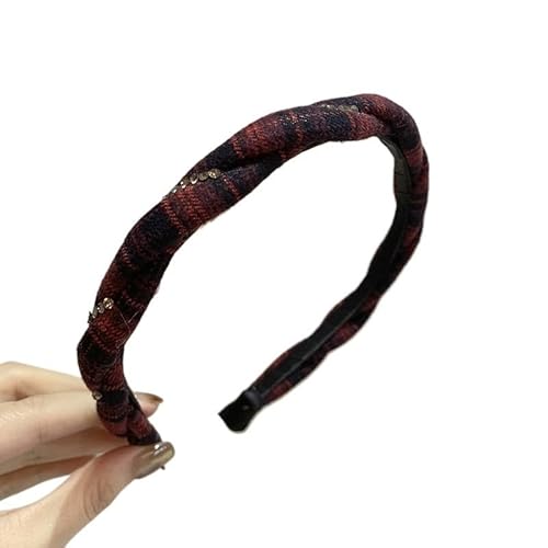 Stilvoller karierter Haarreif for Damen – geflochtenes Stirnband im College-Stil(Rot) von HUFFA