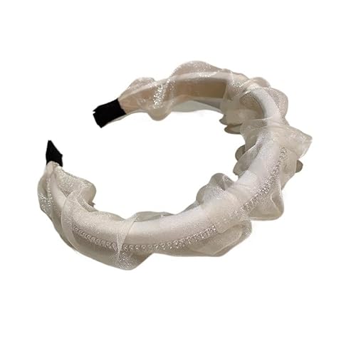 Stilvolles Netz-Stirnband mit Strasssteinen und kleiner Druck-Haarspange for Damen und Mädchen(Weiß) von HUFFA