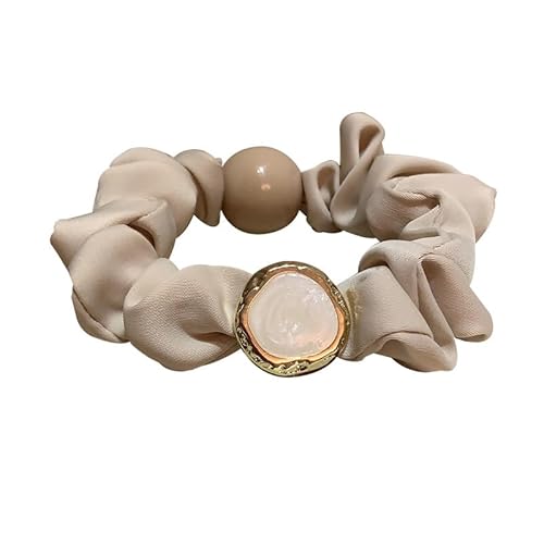 Stirnband mit Satinstruktur in Volltonfarbe for Damen | Haarring mit hochelastischem Gummiband for alle Haartypen(Beige) von HUFFA