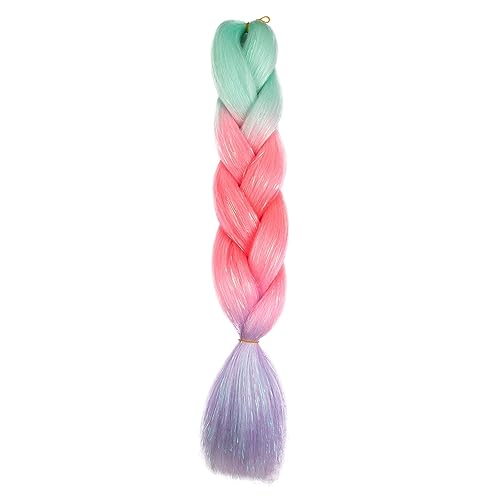 HUFFA Synthetische Ombre 24 Zoll Glitter Jumbo Braids Extensions funkeln Regenbogen farbige Flechthaar for Frauen DIY Frisur(H57) von HUFFA