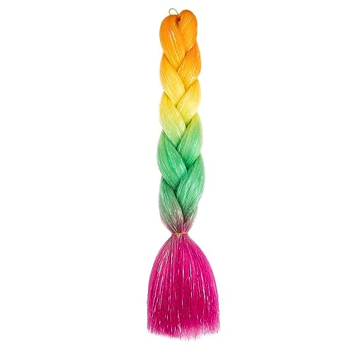 HUFFA Synthetische Ombre 24 Zoll Glitter Jumbo Braids Extensions funkeln Regenbogen farbige Flechthaar for Frauen DIY Frisur(H68) von HUFFA