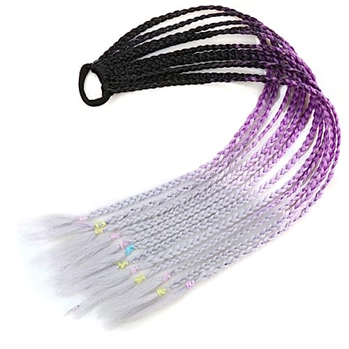 Synthetisches Haar Farbverlauf Schmutzig Geflochtener Pferdeschwanz Mit Gummiband Haarring Flechten Pferdeschwanz Frauen Haarteil(C21) von HUFFA