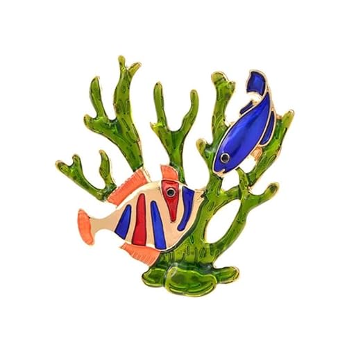 Tropische Fisch-Emaille-Anstecknadel – Meereskorallen-Brosche for Mäntel und Taschen | Buntes Öltropfen-Metallzubehör von HUFFA