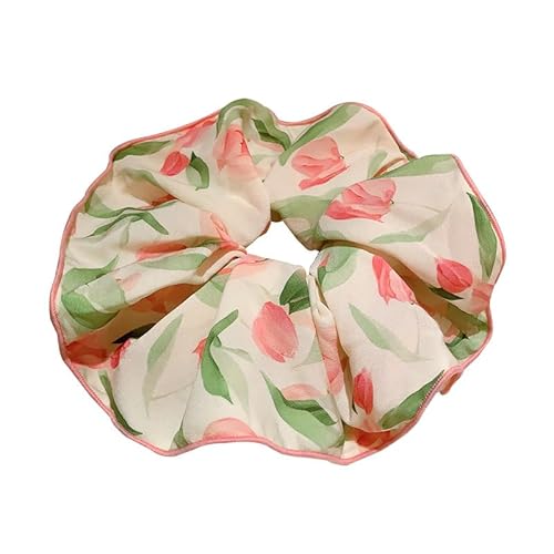 Übergroßer Haarring mit Tulpenblüte in Aquarellfarbe | Weich drapierter großer Schalwickel for elegante Frisuren von HUFFA