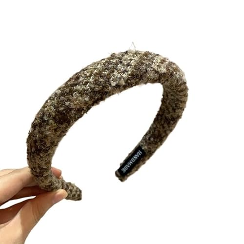 Verdicktes Plüsch-Stirnband mit hoher Schädeldecke for Damen – weiches und warmes Haar-Accessoire(Coffeecolor) von HUFFA