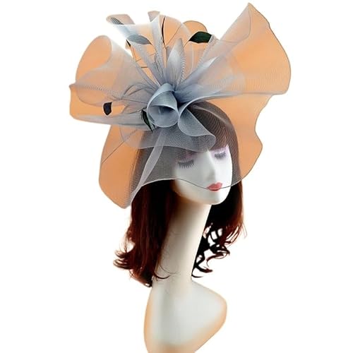 Vintage Braut Blumen Feder Hüte Hochzeit Zubehör Braut Net Hüte Weiß Fascinator Hüte Formale Anlass(Grey) von HUFFA