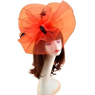 Vintage Braut Blumen Feder Hüte Hochzeit Zubehör Braut Net Hüte Weiß Fascinator Hüte Formale Anlass(Rot) von HUFFA