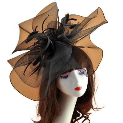 Vintage Braut Blumen Feder Hüte Hochzeit Zubehör Braut Net Hüte Weiß Fascinator Hüte Formale Anlass(black) von HUFFA