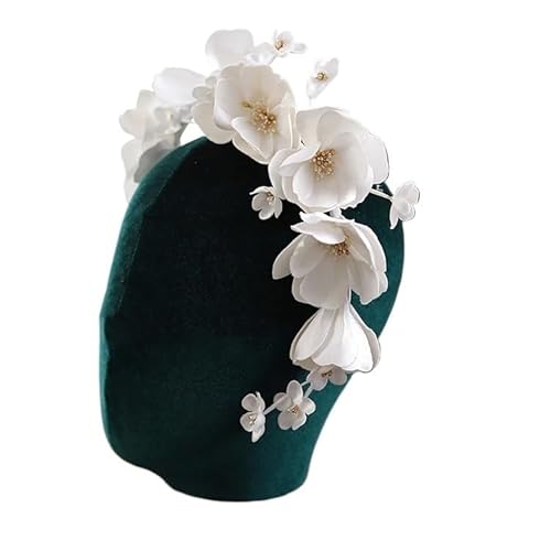 Vintage Frauen Kristall Perle Haarband Leder Blume Tiara Hochzeit Partei Schmuck Mädchen Haar Zubehör Braut Kronen(Burgundy Marl) von HUFFA