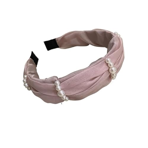 Vintage Perlennetz-Haarband for Waschen des Gesichts | Hochschädel-Haarkarten-Kopfbedeckung(pink) von HUFFA