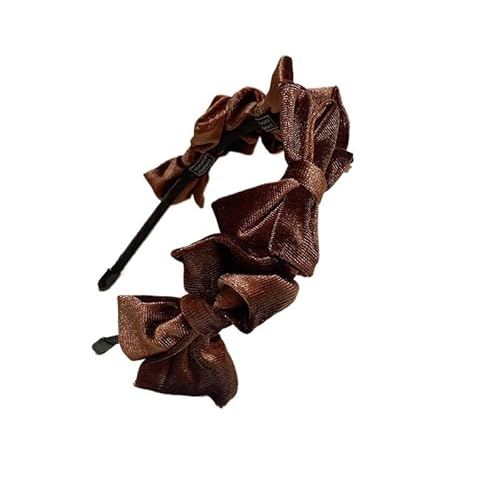 Vintage-Stirnband mit Samtschleife for Damen – kleiner Haarschmuck mit hohem Totenkopf(Brown) von HUFFA
