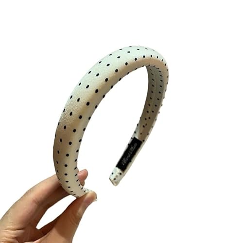 Vintage-Stirnband mit Wellenpunkten in Schwarz und Weiß for Damen – stilvolles, hochdesigntes Haar-Accessoire(2cmwhite) von HUFFA