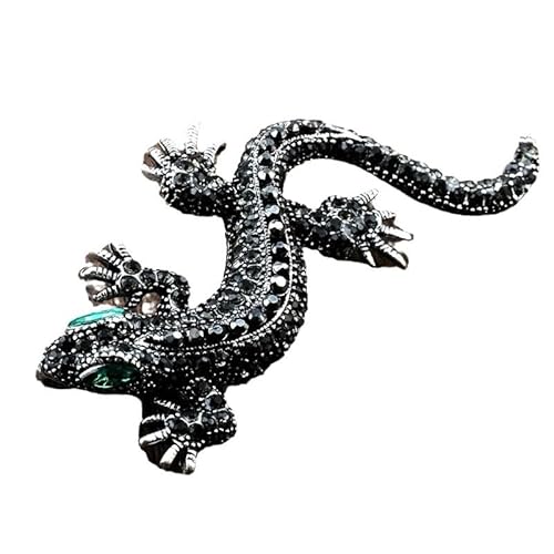 Vintage Strass Eidechsenbrosche - Gecko Tier Legierung Anstecknadel for Pullover und Kleider(black) von HUFFA