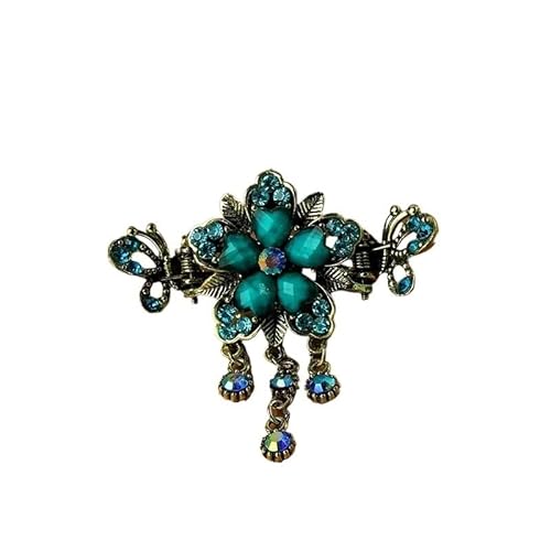 Vintage Strass-Quasten-Haarspange – mittlere horizontale Krabbenspange for Frisuren im Ethno-Stil(Holeblue) von HUFFA