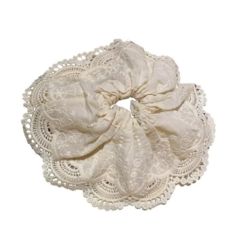 Weißer Heavy Industry Doppellagiger Spitzen-Haarring Luftiger Haarschmuck im französischen Stil mit großer Schleife(Weiß) von HUFFA
