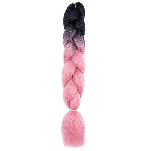 Zopf 24 Zoll synthetisches Flechthaar Ombre Jumbo Haarverlängerung for Frauen DIY Haarzöpfe(B6) von HUFFA