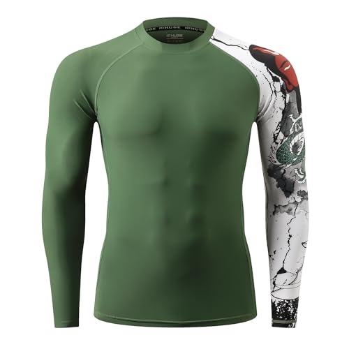 HUGE SPORTS Badeshirts für Männer UPF 50+ Schnelltrocknende Kompression Langarm Herren Rash Guard GuanYu XL von HUGE SPORTS