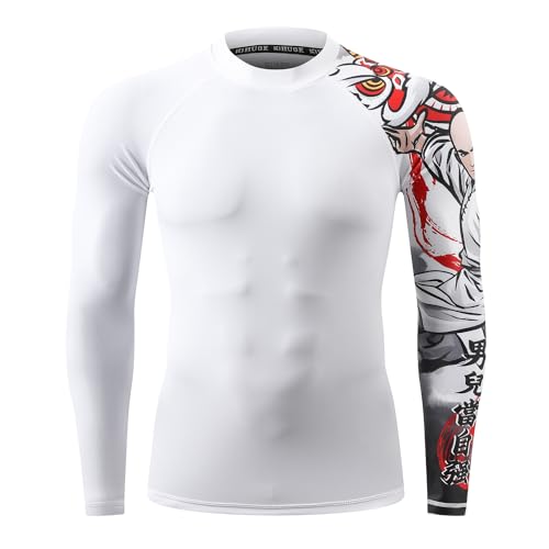 HUGE SPORTS Badeshirts für Männer UPF 50+ Schnelltrocknende Kompression Langarm Herren Rash Guard Wong Feihung 2XL von HUGE SPORTS