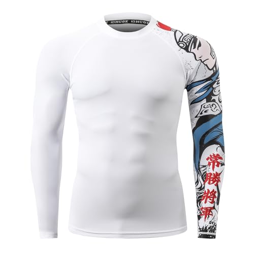 HUGE SPORTS Badeshirts für Männer UPF 50+ Schnelltrocknende Kompression Langarm Herren Rash Guard ZhaoYun L von HUGE SPORTS