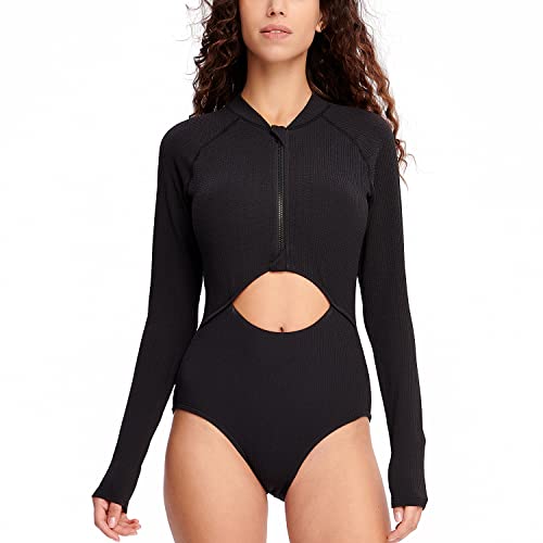 HUGE SPORTS Damen Badeanzüge mit Ausschnitt Hochgeschnittener Badeanzug(Schwarz,XL) von HUGE SPORTS