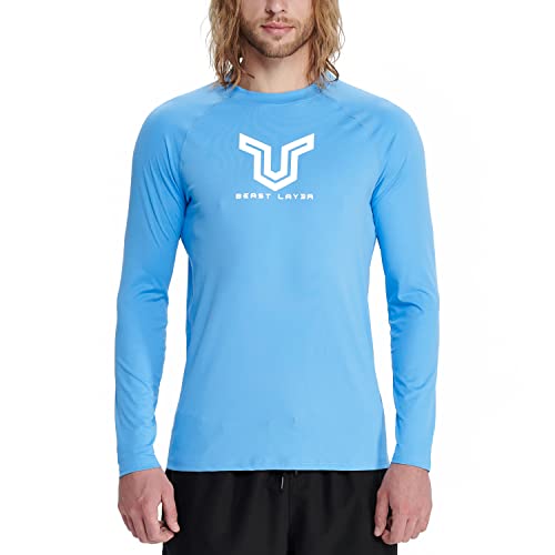 HUGE SPORTS Herren Festes Rashguard Langarm Surfen Schwimmshirt Langarmshirt alle Outdoor Aktivitäten (Blau,L) von HUGE SPORTS