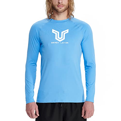 HUGE SPORTS Herren Festes Rashguard Langarm Surfen Schwimmshirt Langarmshirt alle Outdoor Aktivitäten (Blau,M) von HUGE SPORTS
