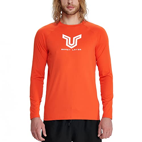 HUGE SPORTS Herren Festes Rashguard Langarm Surfen Schwimmshirt Langarmshirt alle Outdoor Aktivitäten (Orange,L) von HUGE SPORTS