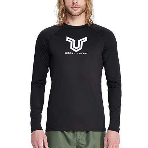 HUGE SPORTS Herren Festes Rashguard Langarm Surfen Schwimmshirt Langarmshirt alle Outdoor Aktivitäten (Schwarz,M) von HUGE SPORTS