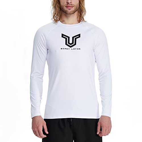 HUGE SPORTS Herren Festes Rashguard Langarm Surfen Schwimmshirt Langarmshirt alle Outdoor Aktivitäten (Weiß,2XL) von HUGE SPORTS