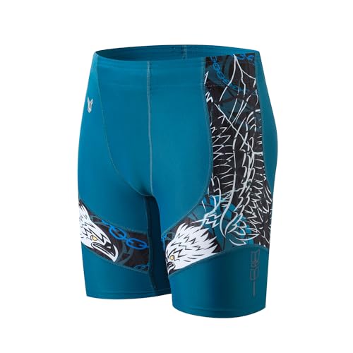 HUGE SPORTS Herren Jammer Schwimmhose Lang Badehose Eng Badeanzug Schwimmen (Adler Blau,M) von HUGE SPORTS