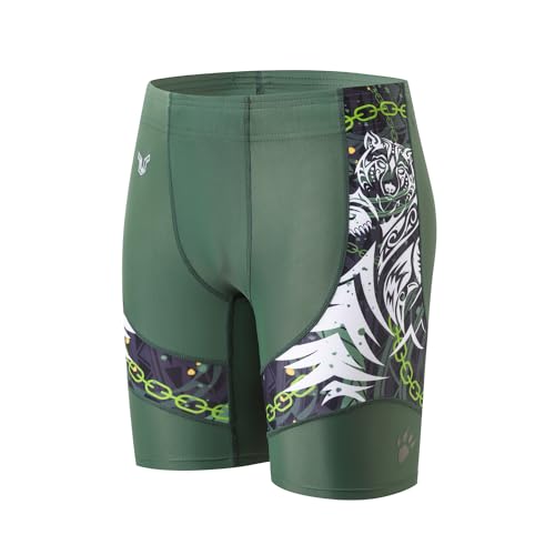 HUGE SPORTS Herren Jammer Schwimmhose Lang Badehose Eng Badeanzug Schwimmen (Bär Grün,S) von HUGE SPORTS