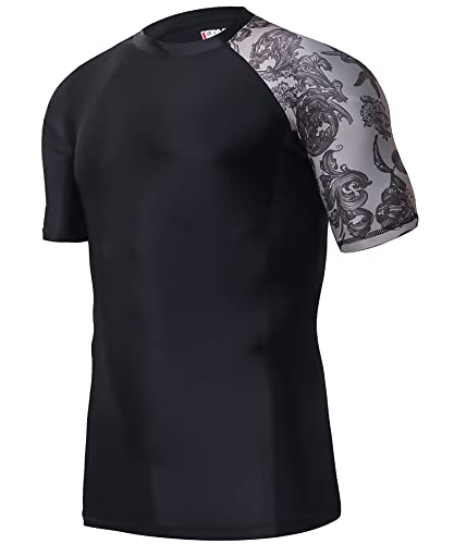 HUGE SPORTS Herren Kurzarm Splice Skins Rash Guard Shirt UV Sonnenschutz Outdoor Aktivitäten Seewald S von HUGE SPORTS