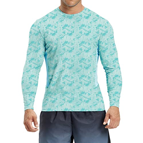 HUGE SPORTS Herren Langarm Laufshirt Langarmshirt Atmungsaktiv Sonnenschutz T Shirt Funktionsshirt Blau 2XL von HUGE SPORTS