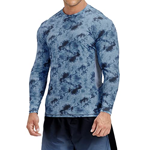 HUGE SPORTS Herren Langarm Laufshirt Langarmshirt Atmungsaktiv Sonnenschutz T Shirt Funktionsshirt Navy Blau L von HUGE SPORTS