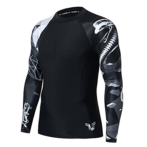 HUGE SPORTS Herren Rashguard Sonnenschutz Kompression Schwimmshirt für Schwimmen Tauchen (Schlange,L) von HUGE SPORTS