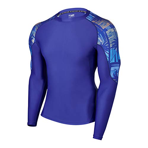 HUGE SPORTS Herren Rashguard zum Surfen Langarm Rash Vest Shirt für Schwimmen Outdoor Aktivitäten Tropischer Stil 2XL von HUGE SPORTS