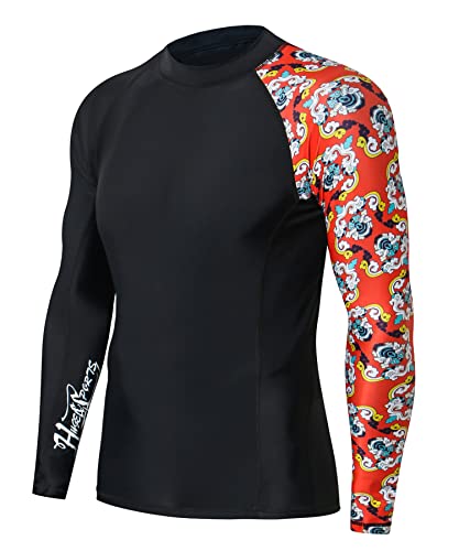 HUGE SPORTS Herren Spleiß Rashguard Langarm Rash Guard Shirt Wasser alle Outdoor Aktivitäten Surfen Schwimmen Biene 3XL von HUGE SPORTS