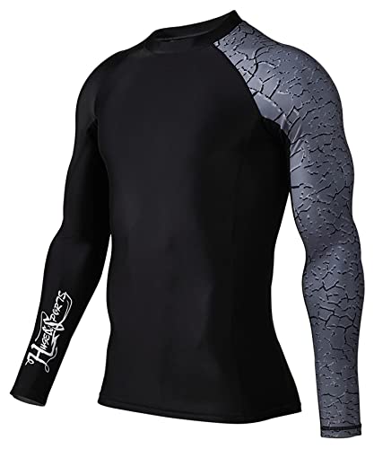 HUGE SPORTS Herren Spleiß Rashguard Langarm Rash Guard Shirt Wasser alle Outdoor Aktivitäten Surfen Schwimmen Rissig XL von HUGE SPORTS