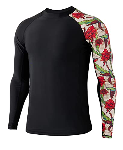 HUGE SPORTS Herren Spleiß Rashguard Langarm Rash Guard Shirt Wasser alle Outdoor Aktivitäten Surfen Schwimmen Trochilus 3XL von HUGE SPORTS