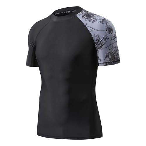 HUGE SPORTS Herren Spleiß UV-Sonnenschutz UPF 50+ Skins Rashguard kurze Ärmel (Piracy, M) von HUGE SPORTS