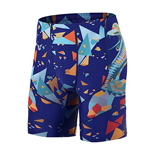 HUGE SPORTS Herren Splice Schwimmhose Kompression Jammer Lang Wilde Serie (Blau Schlange,L) von HUGE SPORTS