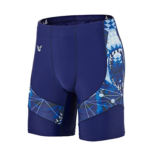 HUGE SPORTS Herren Splice Schwimmhose Kompression Jammer Lang Wilde Serie (Blauhai,XL) von HUGE SPORTS