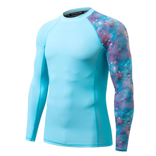 HUGE SPORTS Herren Splice UV Sonnenschutz UPF 50+ Skins Rash Guard Lange Ärmel, Dream Blue, Small von HUGE SPORTS