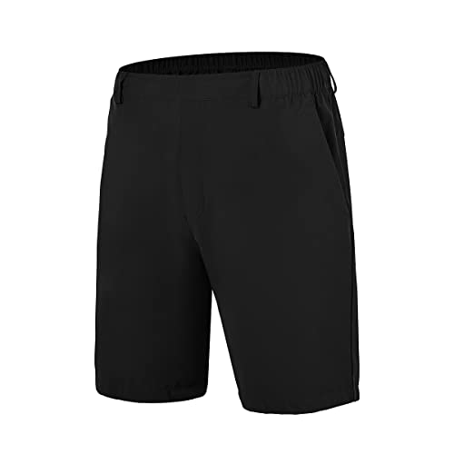 HUGE SPORTS Herren Stretch Golfshorts Sommer Outdoor Leichte Shorts mit Taschen Schmale Passform Schwarz 2XL von HUGE SPORTS