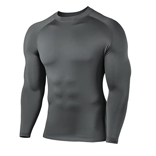 HUGE SPORTS Herren Thermo Unterhemd Langarm Thermounterwäsche Oberteile Atmungsaktiv Langarmshirt für Winter Outdoor Grau L von HUGE SPORTS